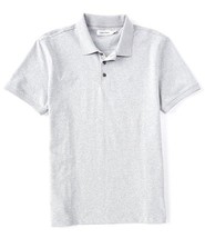 Calvin Klein Men&#39;s Reg-Fit Smooth Cotton Monogram Logo Polo Shirt Grey H... - $29.99
