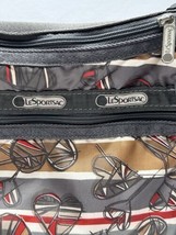 Vintage Le Sportsac Messenger Bag Kasey Hearts 10 x 14 Inch Gray Red - $39.02