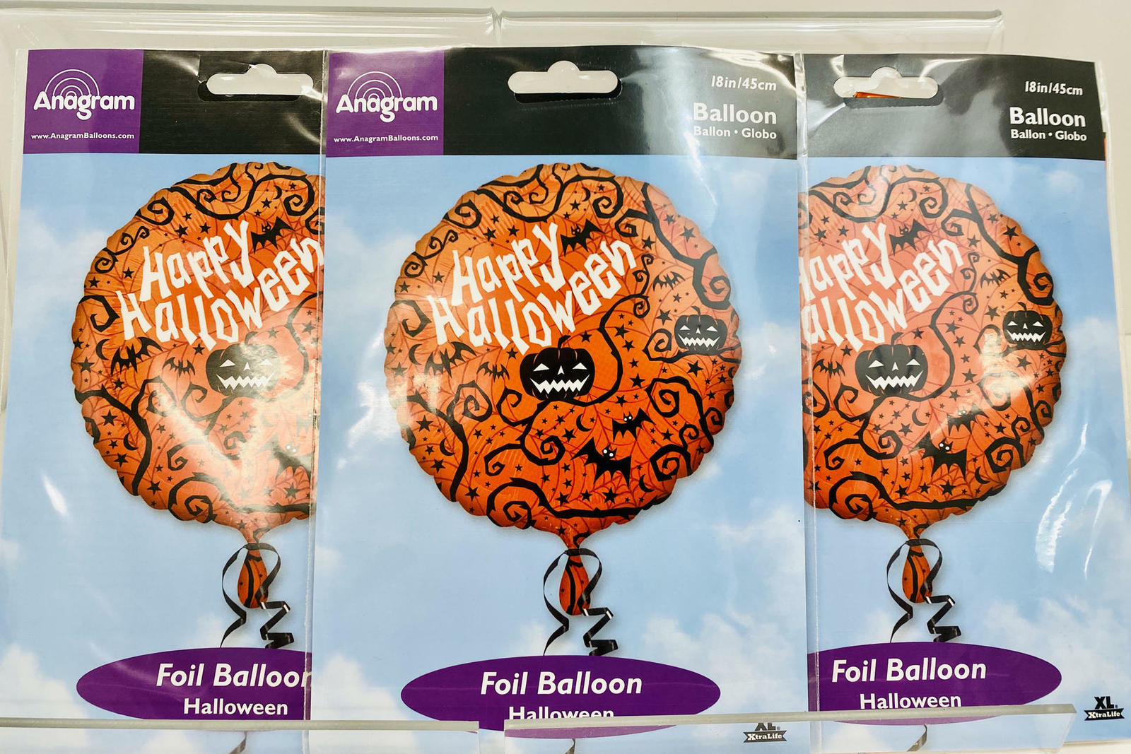 3-PACK Happy Halloween Creepy Silhouettes 18&quot; Foil Balloon~Pumpkin Bat B... - $7.16