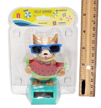 Vintage Solar Power - Dog w/ Watermelon &amp; Sunglasses Dancing Toy 4&quot; Figu... - £7.13 GBP