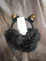 Cat &amp; Jack Girls Black Gold Faux Fur Sequin Cat Earmuffs One Size Fits M... - £9.40 GBP