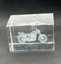 3D Laser Etched Crystal Harley Davidson Softail Motorcycle Paper Weight - £11.59 GBP