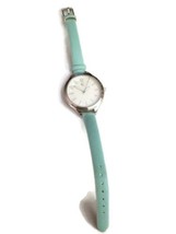 Signed C Mint Green Band Silver Tone Round Dial Analog Watch Needs Repair - £7.25 GBP