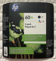 Hp 60XL Black &amp; Tri-Color Combo Pack D8J61BN - CC641WN &amp; CC644WN New Foil Packs - £27.96 GBP