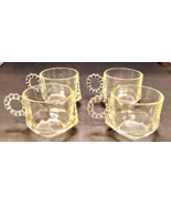 4 Crystal/Glass Beaded handle HAZEL ATLAS ORCHARD punch bowl cups - £23.34 GBP