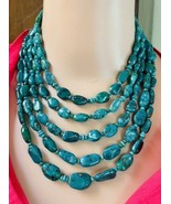 Helen Tsosie Five -Strand Natural Lone Mountain Turquoise Nugget Necklac... - £1,394.93 GBP