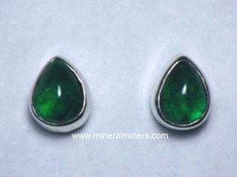 Emerald Stud Earrings, Beautiful Emerald Cabochon, 0.50cts Green Emerald Earring - £147.08 GBP