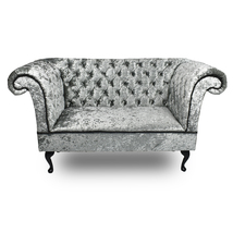 2 Seater Chesterfield Sofa Handmade Tufted Silver Crushed Velvet Chaise ... - £518.04 GBP