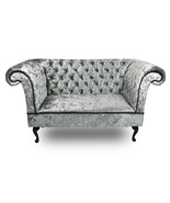 2 Seater Chesterfield Sofa Handmade Tufted Silver Crushed Velvet Chaise ... - £511.13 GBP