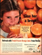 1960 Florida Oranges Juice Ad Give Her a Break after School D2 - $21.22