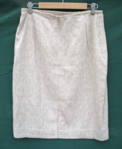 Signature by LARRY LEVINE Size 12 Skirt Linen Rayon Lined Beige Career NEW - $18.99