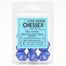 Chessex Manufacturing d10 Clamshell Opaque Blue with White (10) - $9.81