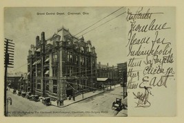 Vintage Railroad Train Postcard Grand Central Depot Cincinati Oh 1905 Postmark - £9.96 GBP