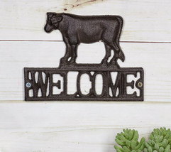 Rustic Farmhouse Farm Cow Silhouette Welcome Sign Wall Decor Cutout Plaque 8&quot;W - £17.53 GBP