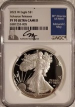 2022 W- American Silver Eagle- NGC- PF70UC- Advance Release- Ed Moy Hand... - $375.00