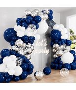 134pcs Navy Blue Silver Balloon Arch Kit Confetti Party Decorations - $38.99