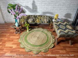 Hand Woven Round Jute Area Rug Braided Round Rugs for Boho Home,Office Decor 4x4 - £63.94 GBP