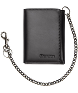 Genuine Leather Trifold Wallet with Chain, RFID Blocking for Bikers (Black) - €27,84 EUR