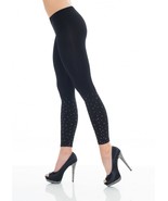 Hollywood Glam Black Scattered Rhinestone Seamless Leggings by Belldini - £20.70 GBP