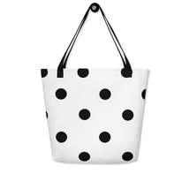 Autumn LeAnn Designs® | White with Black Polka Dots Large Tote Bag - £29.85 GBP