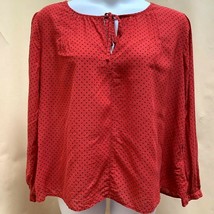 Gap 2X Top Red Black Stars Tie Front Long Sleeve Comfy Plus Size Shirt XXL - £15.40 GBP