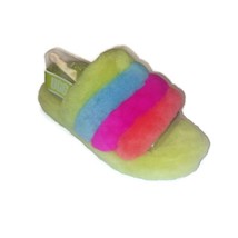 UGG Youth Fluff Yea Slide Slippers 116570K Neon Rainbow Girls Size 3 Ages 6-10 - £43.08 GBP