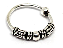 Nose Ring Ethnic Bali 4 Coil Scroll 8mm 22g (0.6mm) Oxide 925 Silver Nose Hoop - £4.90 GBP