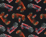 Cotton Tossed Farm Tractors on Black Farming Fabric Print by the Yard D3... - £11.97 GBP