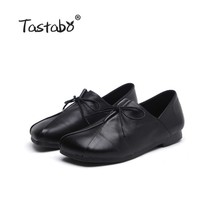 Tastabo Genuine Leather Handmade Women Shoes Retro minimalist style Brown Black  - £86.36 GBP