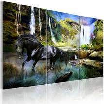 Tiptophomedecor Stretched Canvas Animal Art - Horse On The Sky-Blue Waterfall Ba - £63.79 GBP+