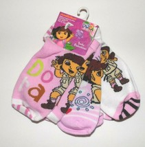 Dora The Explorer 3pk Ankle Socks White Pink Giraffe Size 6-8 NWT - $6.57