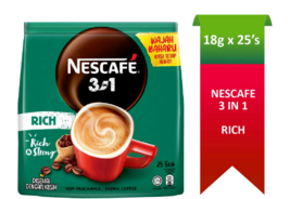 NESCAFE 3 in 1 RICH Blend &amp; Brew Instant Coffee 100 sticks (4-pack) DHL ... - £47.11 GBP