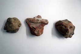 3 x Pre-Columbian Mayan Pottery Head Fragment Ancient (c) - $175.75