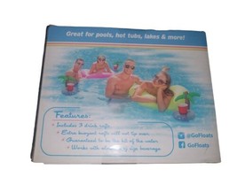 GoFloats Inflatable Palm Island Floating Drink Holder 3 Pack - NEW - £8.36 GBP