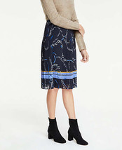 New Ann Taylor Chiffon Navy Blue Chiffon Pleated Ribbon Lined Midi Skirt... - £35.35 GBP