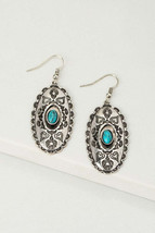 Boho Oval Drop Earrings With Turquoise Stone - £9.38 GBP