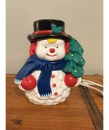 Colorful Vintage 7” Blow Mold Lighted Snowman Hard Plastic Light Indoor ... - $17.25