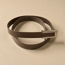 Genuine Leather Brown Belt Gold Tone Rectangular Buckle 33” - $16.20