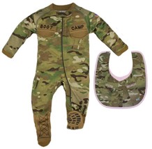 2-Piece Baby Girls Multicam &quot;Boot Camp&quot; Sleep N&#39; Play Footie and Coordin... - £39.48 GBP