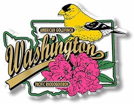 Washington State Bird and Flower Map Magnet by Classic Magnets, Collectible Souv - £3.82 GBP