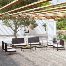  Garden Lounge Set Black PE rattan, powder-coated steel, glass - $10,126.29 MXN