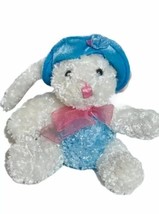 Dan Dee Collector&#39;s Choice White Bunny Sewn Nose Lovey Blue Hat Easter Rabbit 7” - £12.05 GBP