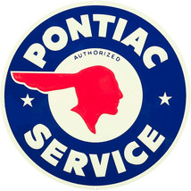 Pontiac Service 24&quot; Round Embossed Tin Metal Sign - £59.31 GBP