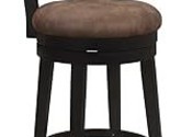 , Kaede Wood Bar Height Swivel Stool With Upholstered Weave Back Design,... - £231.96 GBP
