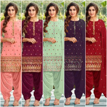 Women Patiala Salwar Kameez Suit Georgette heavy Indian embroidery workX... - £40.04 GBP+