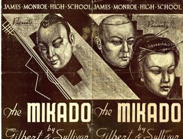 James Monroe High School MIKADO Program 1950&#39;s Wood Block Print Cover - £17.72 GBP