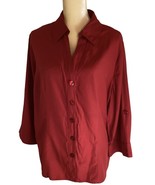 Cato Womens Blouse Size 18/20 W Button Front 3/4 Sleeve V-Neck Red - £7.78 GBP