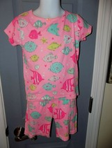 Carter’s Bright P Ink Fish Print Pajama Set Size 5 Girl&#39;s Euc - £10.64 GBP