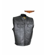 Motorcycle Leather Club Vest Naked Cowhide Bike Rider Defender Vest - £86.91 GBP+