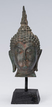 Buda Cabeza - Antigüedad Thai Estilo Sukhothai Montado Bronce 18cm/17.8cm - $210.23